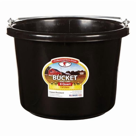 Little Giant  8 qt. Round Plastic Bucket - Black