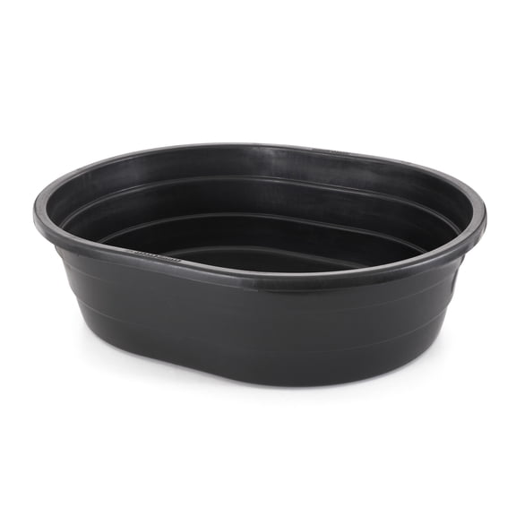 Little Giant 75 Gallon Molded Poly Plastic Oval Stock Water Tank Trough, Black