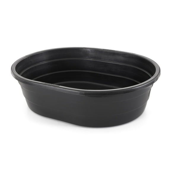 Little Giant 75 Gallon Molded Poly Plastic Oval Stock Water Tank Trough, Black