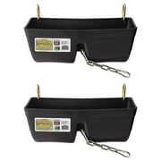 Little Giant 9 Quart Heavy Duty Feed Trough Bucket Fence Feeder, Black 2 Pack