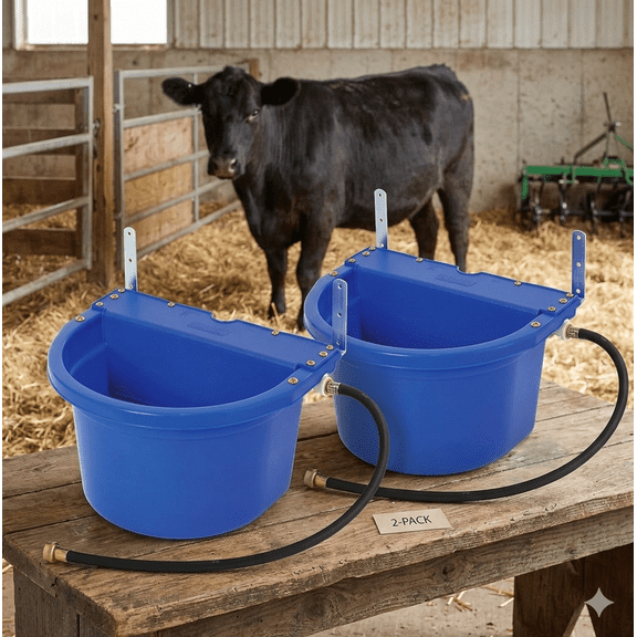 Little Giant Automatic Animal Waterer Blue 4 Gallon Float Controlled Livestock 2PCK