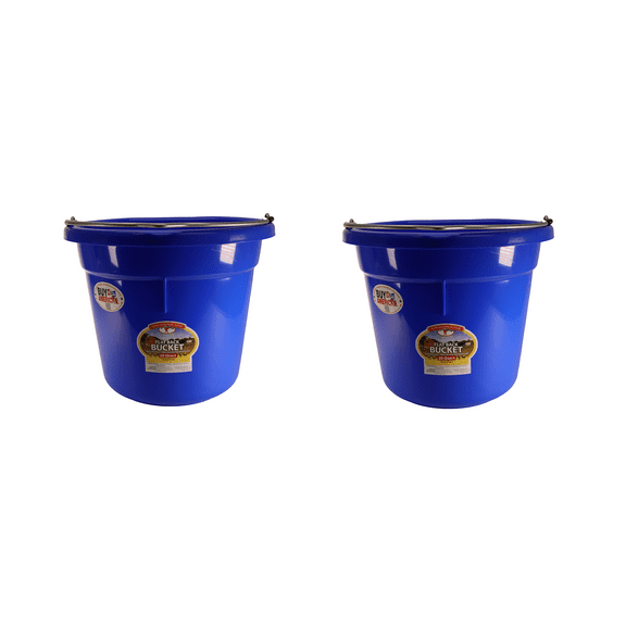 Little Giant Blue 20 Quart Flat Back Plastic Bucket Pack of 2 - P20FBBLUE