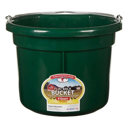 Miller Mfg Co Inc Flat Back Plastic Bucket- Green 8 Quart - P8FBGREEN
