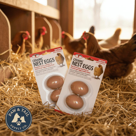 Little Giant Ceramic Nest Eggs 4 Count Fake Chicken Coop Eggs, Brown