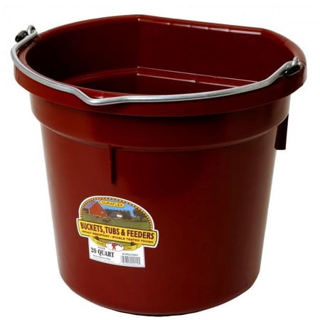 Little Giant Flat Back Bucket 20 Qt - Feed Livestock and Pets with Options of 12 to Choose from - Bundled by Evergreen Farm and Garden (Burgundy)