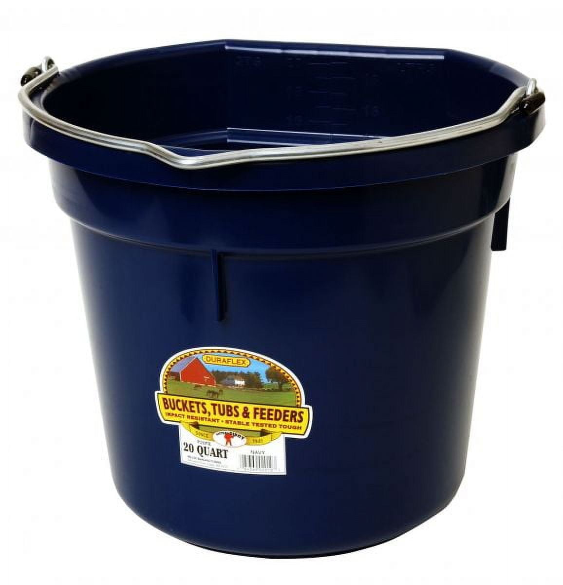 14 Qt. Blue Round Plastic Bucket with Steel Handle