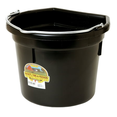 Little Giant Heavy Duty 22 Quart Flat Back Plastic Bucket with Metal Handle