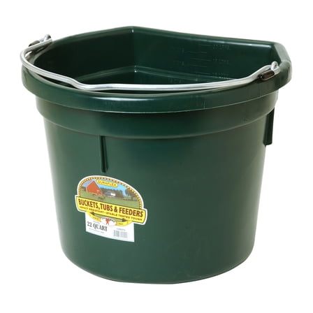 Little Giant Heavy Duty 22 Quart Flat Back Plastic Bucket with Metal Handle