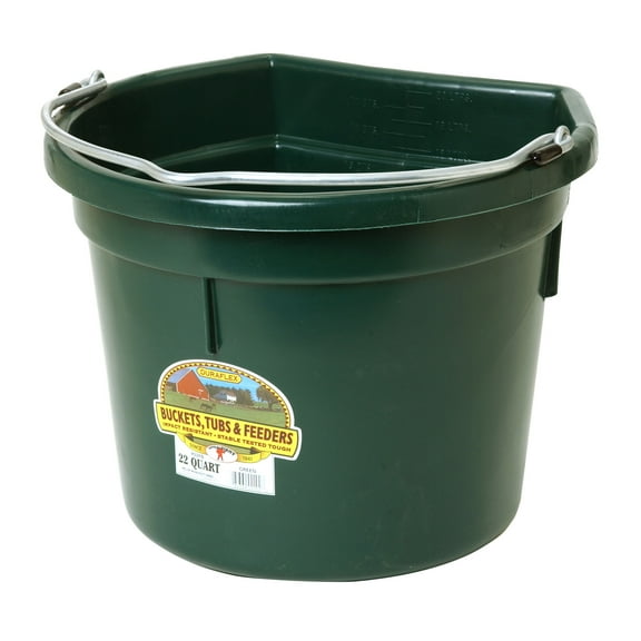 Little Giant Heavy Duty 22 Quart Flat Back Plastic Bucket with Metal Handle