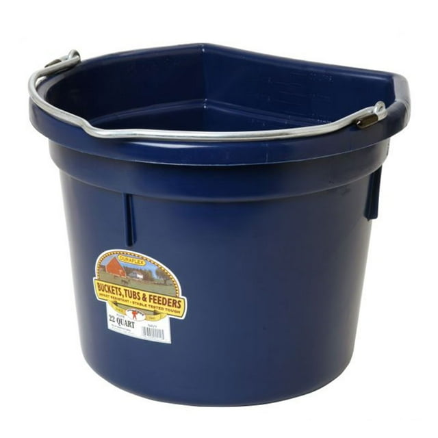 Little Giant Heavy Duty 22 Quart Flat Back Plastic Bucket with Metal