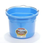 Little Giant Heavy Duty Flat Back Plastic Bucket, 8 qt, Metal Handle, Berry Blue