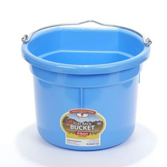 Little Giant Heavy Duty 8 Quart Flat Back Plastic Bucket with Metal Handle