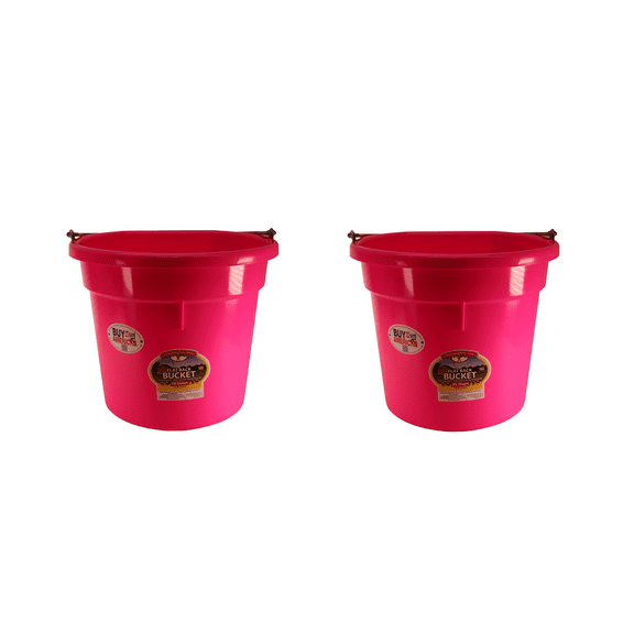 Little Giant Hot Pink 20 Quart Flat Back Plastic Bucket Pack of 2 - P20FBHOTPINK