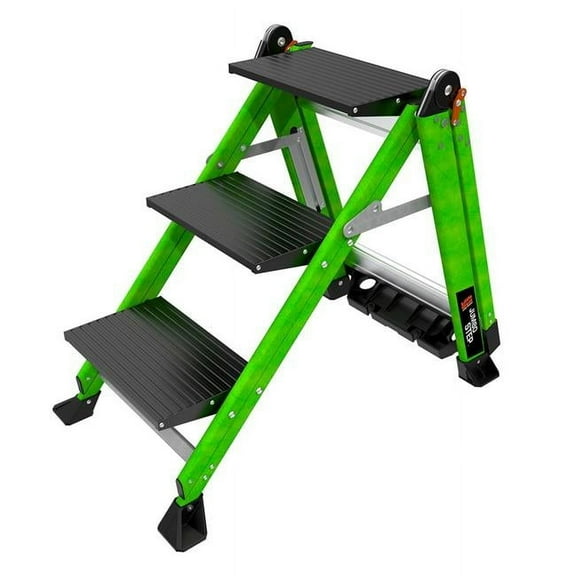 Little Giant Ladders B3145014 Jumbo Step 3 Step Stool with Handrail - 4 x 21 x 26 in. - Green