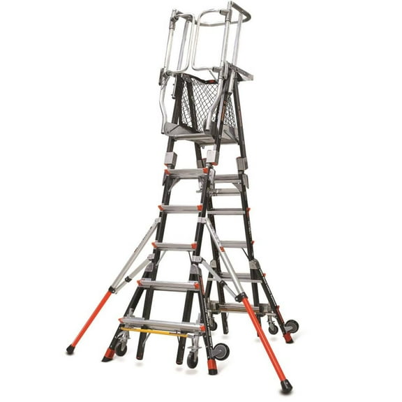 Little Giant Safety Compact Cage Model 6 Ft. To 10 Ft. Iaa Fg With Side Tip Wheels And Ratchet Levelers