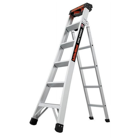 Little Giant Ladders B3145080 King Kombo Professional Combination Ladder - 6 ft. Type IA - 5 Step - Silver - 300 lbs