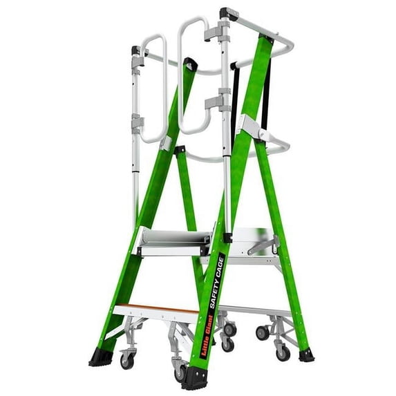 Ladders With Riggers Little Giant Ladders Safety Cage Platform Ladder with Wheels - 2 ft ...