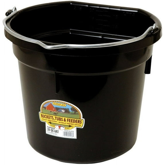 Little Giant Little Giant P20FBBLACK Plastic Flat Back Bucket for Horses, 20 Quart, Black