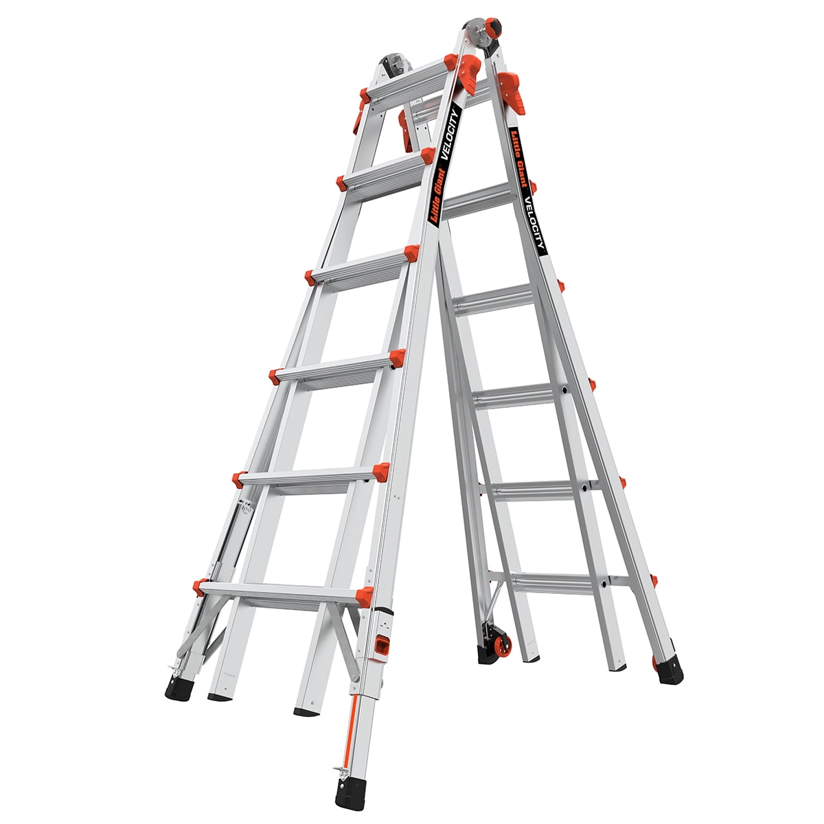 26 ft Aluminum Multi-Position Ladder with Wheels and Ratchet Levelers