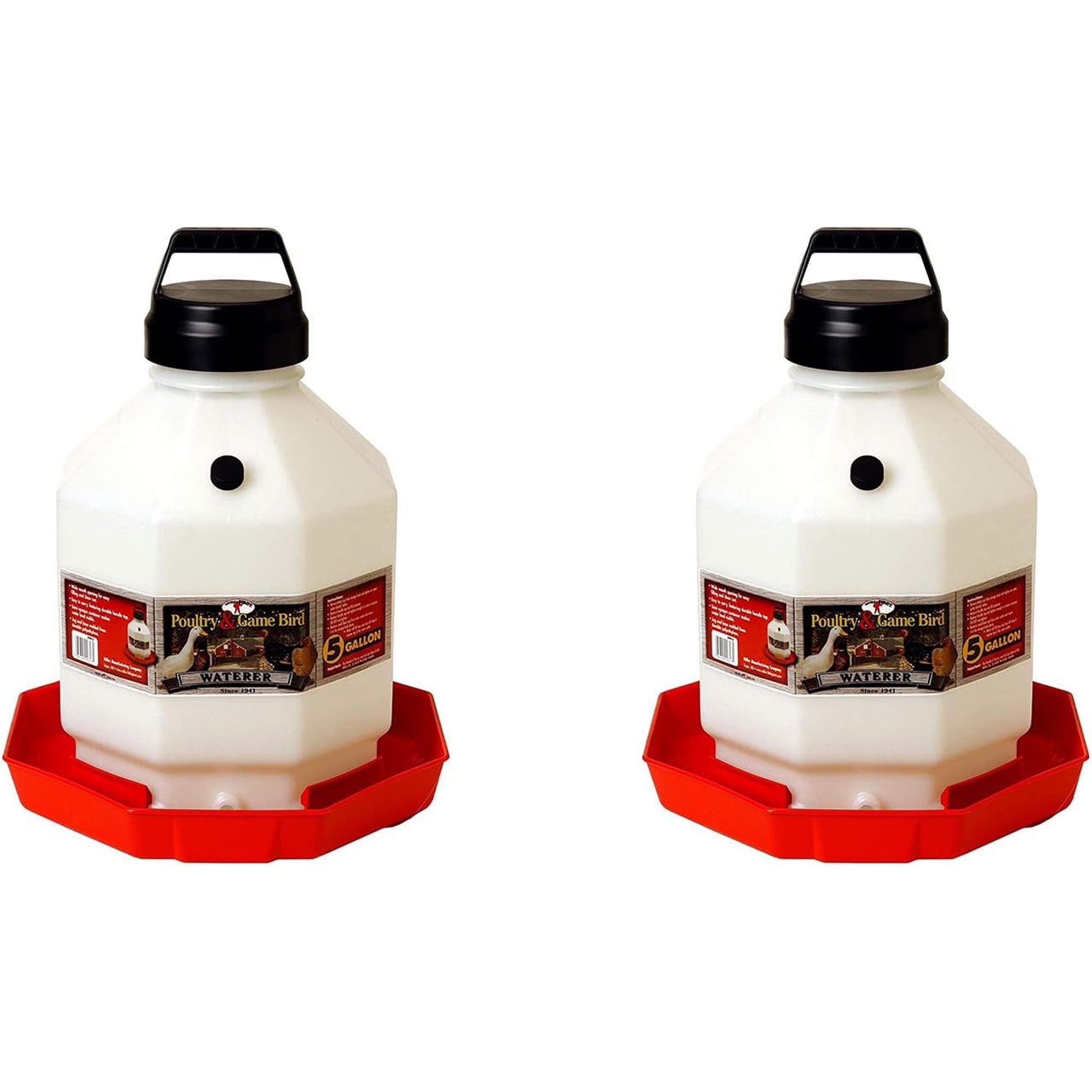 LITTLE GIANT LADDER SYSTEMS Little Giant PPF5 5 Gallon Automatic Poultry Waterer for Chickens, Red (2 Pack)