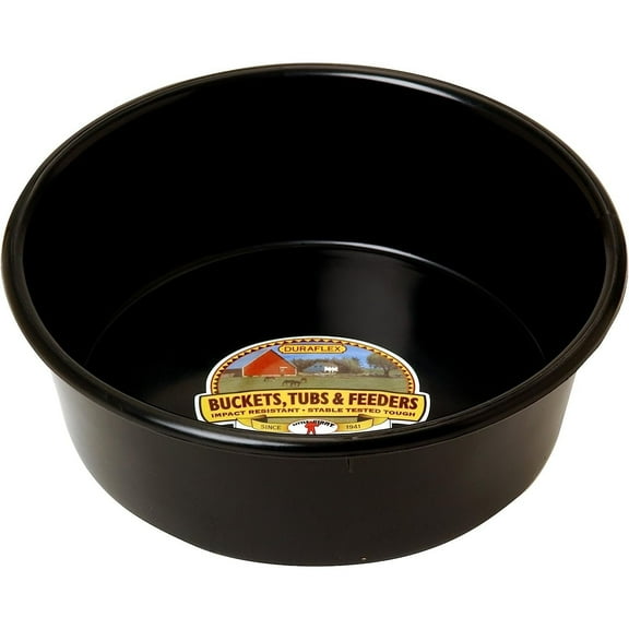 Little Giant Plastic Utility Pan, 5 Quart  Livestock & Pet Feeding Bucket, Black, Tough DuraFlex Plastic