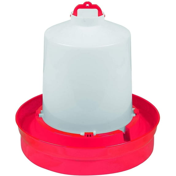 Little Giant 2-Gallon Poultry Deep Base Waterer, Heavy-Duty Plastic Chicken Water Feeder, Red