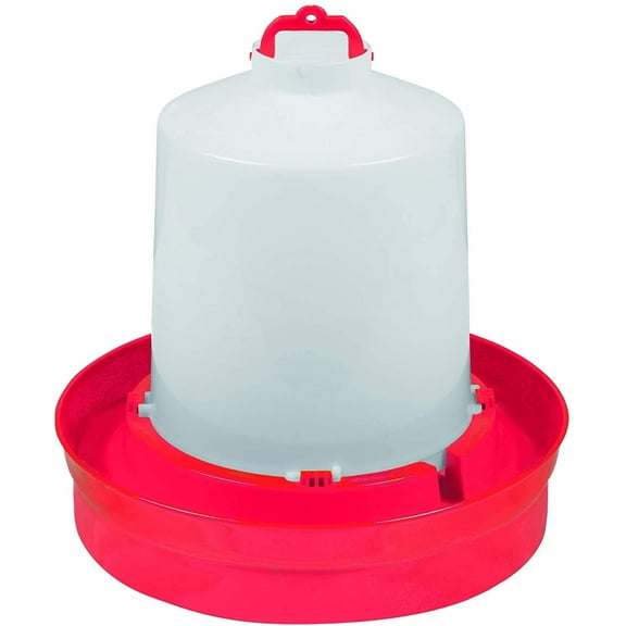 Little Giant 2-Gallon Poultry Deep Base Waterer, Heavy-Duty Plastic Chicken Water Feeder, Red