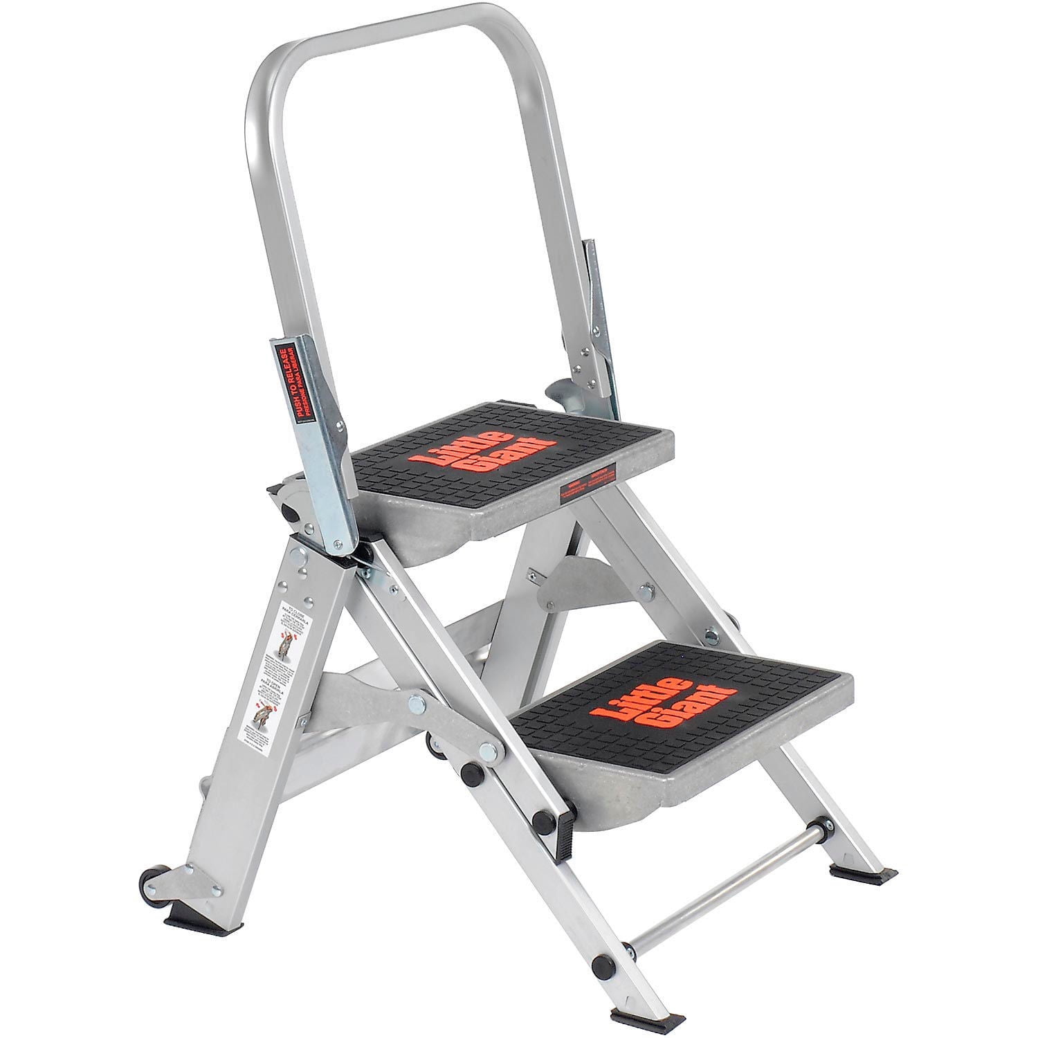 Little Giant 2-Step Aluminum Safety Step Ladder with Handrail