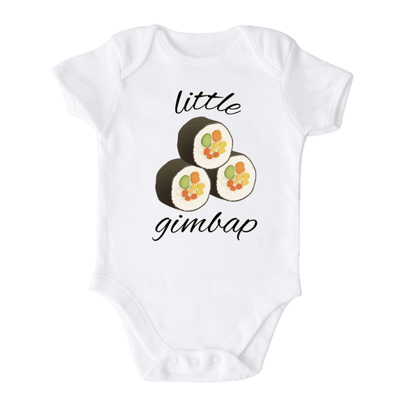 Little Gimbap Korean Food Baby Bodysuit, Newborn Outfit, Baby Clothes, Gift for Children 6-9m White