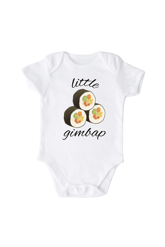 Little Gimbap Korean Food Baby Bodysuit, Newborn Outfit, Baby Clothes, Gift for Children 6-9m White