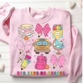 thumbnail image 1 of Little Girl 100 Days of School Sweatshirt, Coquette Pencil Bow Pullover, Teacher Gift School Celebration Shirt, Retro 100 Days of School Sweater, 1 of 5