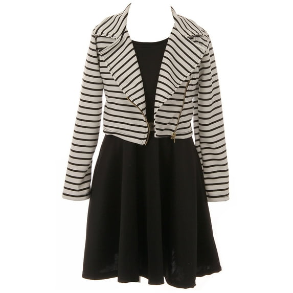 Little Girl 2 Pieces Dress Set Dress Sleeveless Jacket Winter Flower Girl Dress Black 4 JKS 2145 BNY Corner