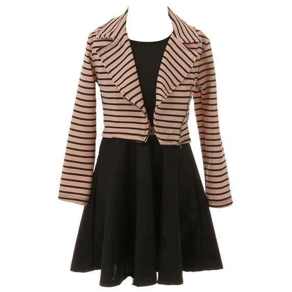 Little Girl 2 Pieces Dress Set Dress Sleeveless Jacket Winter Flower Girl Dress Blush 4 JKS 2145 BNY Corner