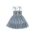 thumbnail image 1 of Little Girl 4th of July Summer Sundress Kid Girl Smocked Letter USA Dresses Patriotic Holiday Dress, 1 of 6