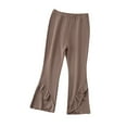 thumbnail image 1 of Little Girl Bell Bottom Pants Cotton Fall Clothes Ruffle Elastic Waist Pants Cozy Flare Leggings 1-9 Year Old (5-7T, Coffee), 1 of 1