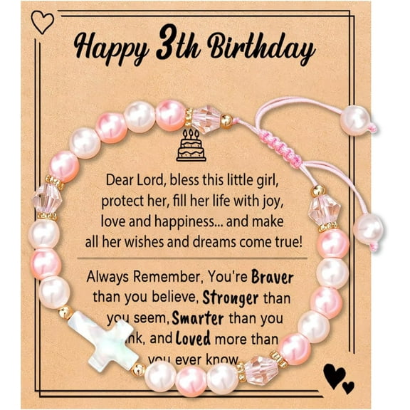 Little Girl Birthday Gift Gifts For Daughter Pink Pearl Bracelet