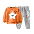 thumbnail image 1 of Little Girl Boys Fall Winter Clothes Outfits Infant Hoodie Sweatshirt Pants Toddler Newborn Baby Girl Boys Clothing Set Orange 2-3 Years, 1 of 3