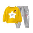 thumbnail image 1 of Little Girl Boys Fall Winter Clothes Outfits Infant Hoodie Sweatshirt Pants Toddler Newborn Baby Girl Boys Clothing Set Yellow 7-8 Years, 1 of 3