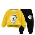 thumbnail image 1 of Little Girl Boys Fall Winter Clothes Outfits Infant Hoodie Sweatshirt Pants Toddler Newborn Baby Girl Boys Clothing Set Yellow 8-9 Years, 1 of 3