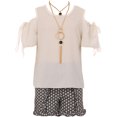 thumbnail image 1 of Little Girl Cold Shoulder Blouse Top Ruffle 2 Pieces Short Set Girls Clothing White 6, 1 of 4