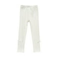 thumbnail image 1 of Little Girl Cotton Pants Bow Lace Trim Toddler Cotton Fall Clothes Elastic Waist Solid Stretch Trouser Leggings (5-7T, White), 1 of 1