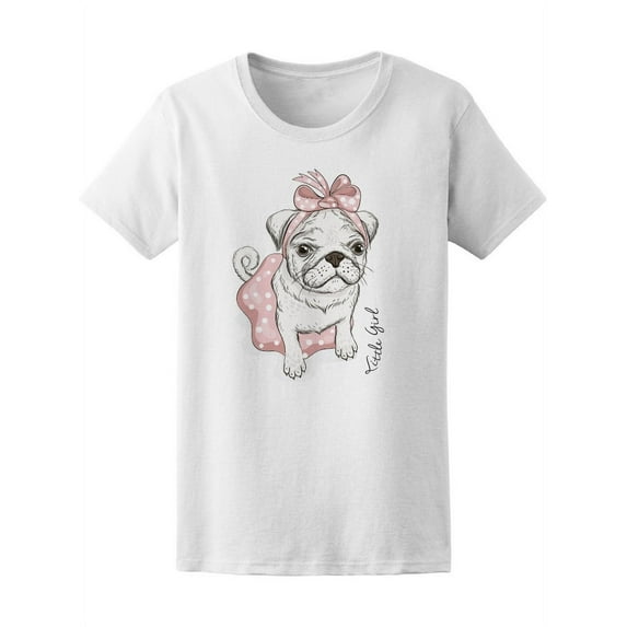 Little Girl Cute Pug Dog Dress T-Shirt Women -Image by Shutterstock, Female x-Large