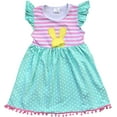 thumbnail image 1 of Little Girl Dress Kids Cap Sleeve Stripe Polka Dot Easter Summer Girl Dress Mint 3T S (501285), 1 of 1