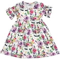 thumbnail image 1 of Little Girl Dress Kids Unicorn Floral Birthday Summer Flower Girl Dress Off White 2T XS (501294), 1 of 2
