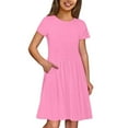 thumbnail image 1 of Little Girl Dress Short Sleeve Tiered Swing A-Line Casual Pink Dresses For Girls Birthday Dress Spring Dresses For Girls, 1 of 8