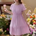 thumbnail image 1 of Little Girl Dress Short Sleeve Tiered Swing A-Line Cute Dress For Girls Birthday Dress Fancy Dress For Girls, 1 of 5