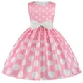 thumbnail image 1 of Little Girl Dresses Bowknot Dot Printed Pageant Gown Birthday Party Princess Wedding Dress Kids Sundress,Size 7 Years-8 Years, 1 of 3