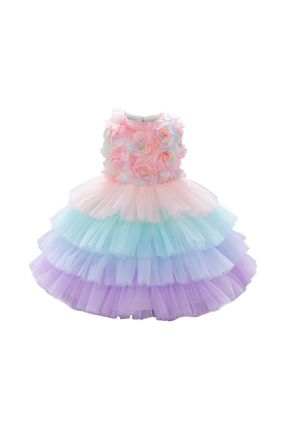 Young adult fashion Little Girl Dresses Fancy Girls Super Cute Cat Graphic Cartoon Kitties Flutter Sleeve Soft Fabric Casual Dress