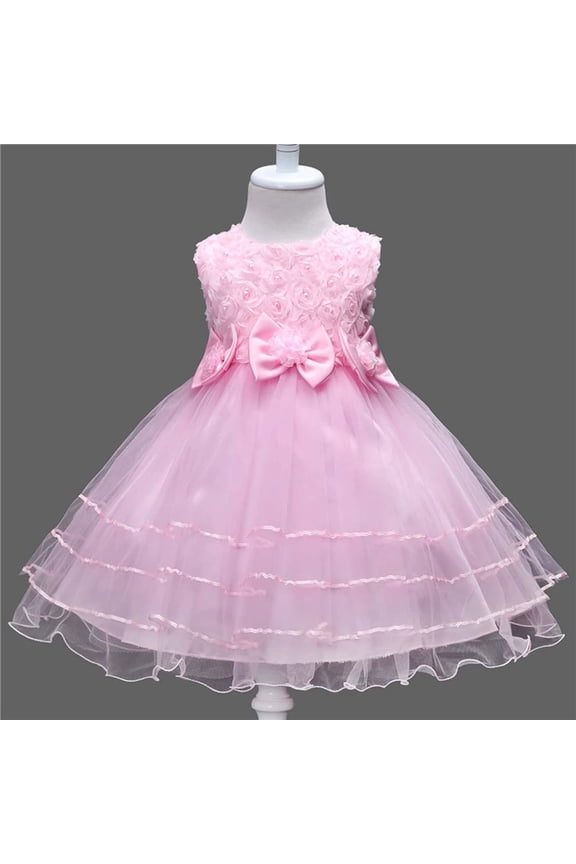 Little Girl Dresses Kids Formal Dresses for Girls Pink Dress for Girls Tea Party Dress Children's Day Dresses for Girls 5-6 Years
