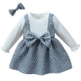 thumbnail image 1 of Little Girl Dresses Long Sleeve Ruffle Layered Cute Bow Princess Dress with Headband Birthday Party Dresses Grey,2-3Y, 1 of 5